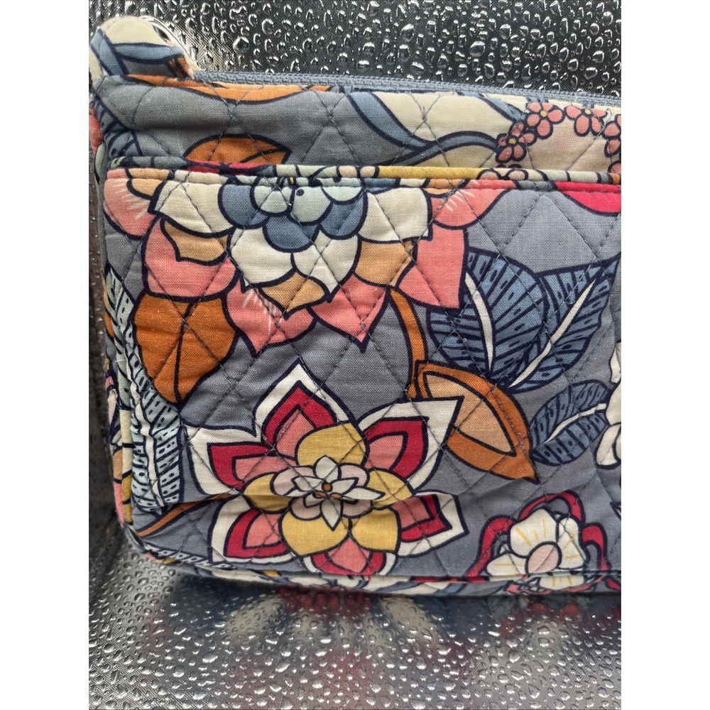 Vera Bradley Crossbody Gray Tropical Floral Pattern Small Shoulder Purse 9x7" - Picture 5 of 8
